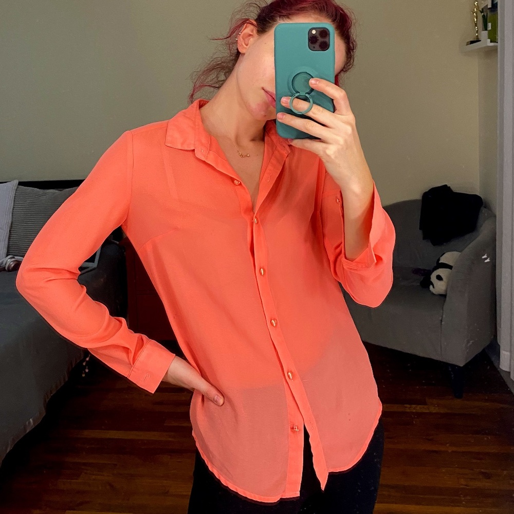 Pink see through blouse